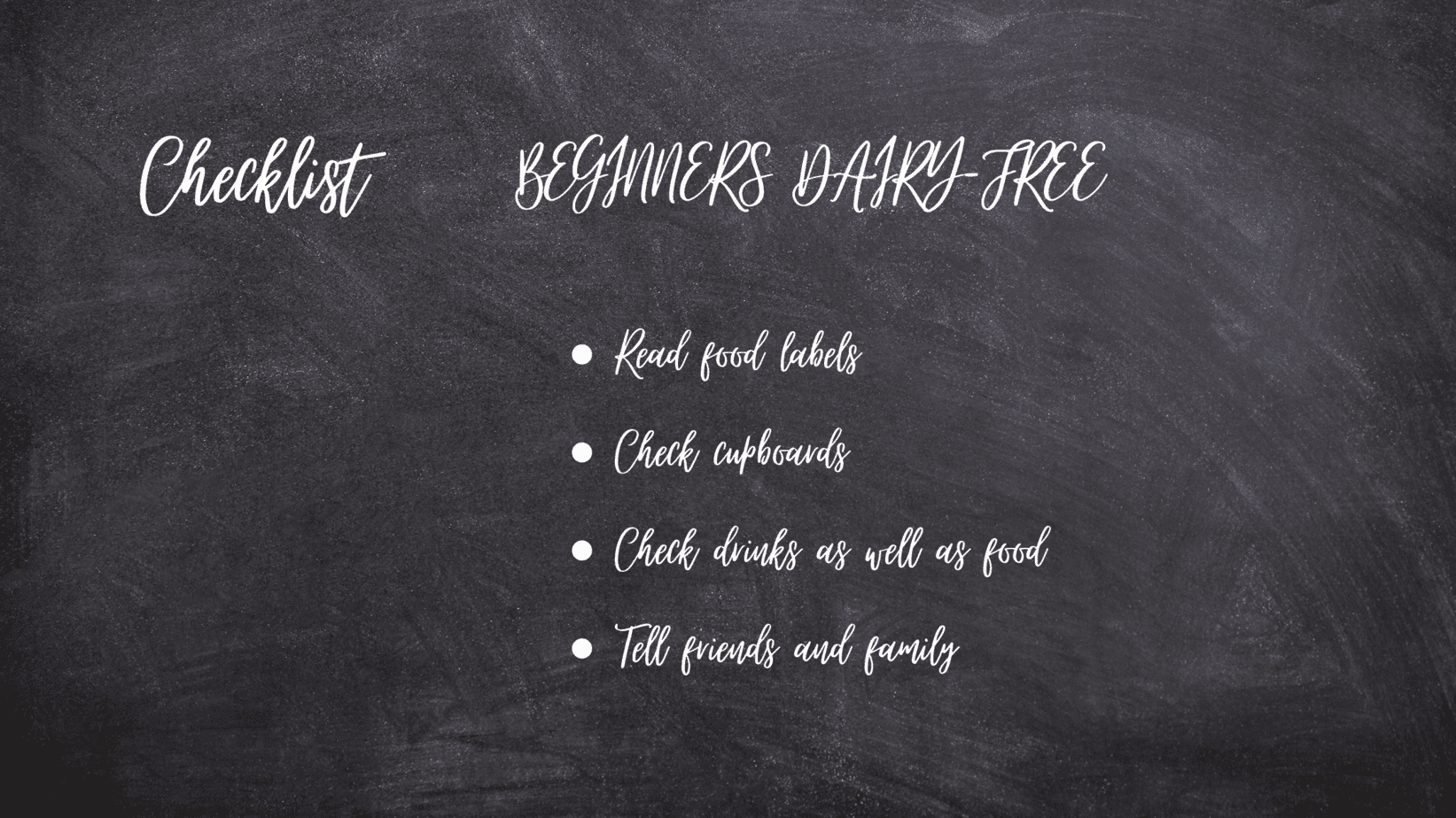 Checklist - Beginners Dairy-Free Dieton chalkboard