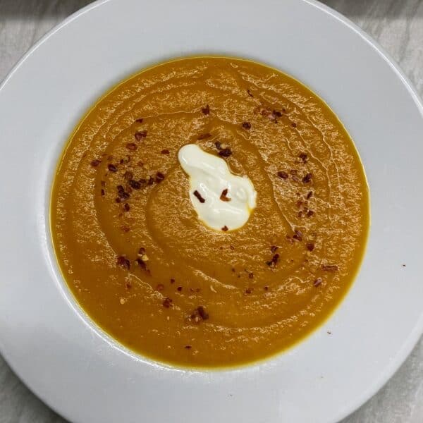 Dairy-Free Sweet Potato and Carrot Soup.
